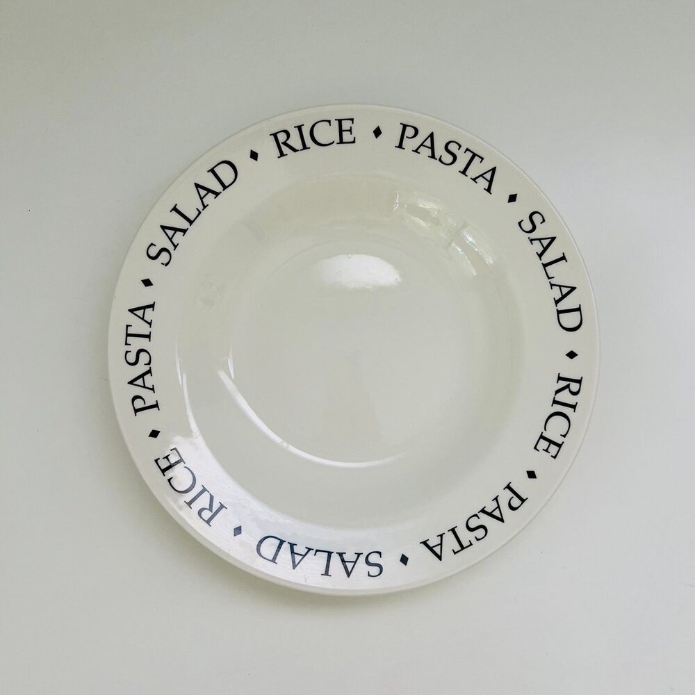 OVER AND BACK Stoneware SALAD, RICE, & PASTA Text Around Rim Serving Bowl